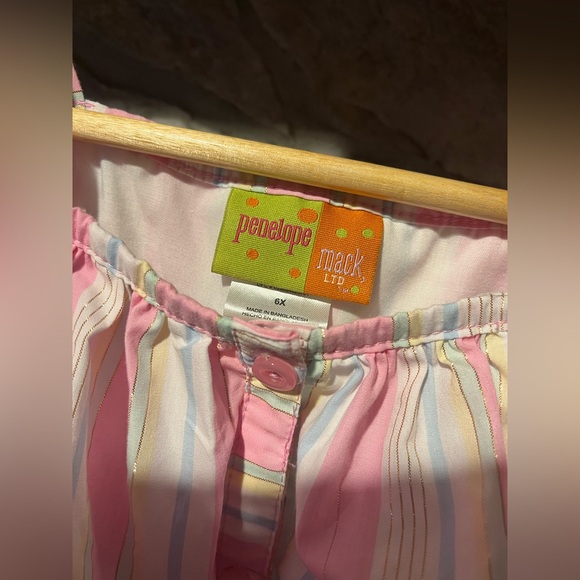 Penelope Mack Pink Striped Sundress, 6X - Picture 4 of 5